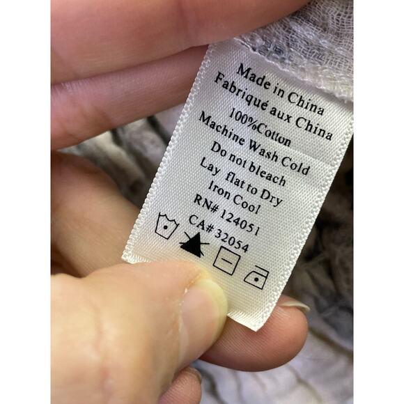 Porridge Clothing By Anthropologie Top XS Textured Puff Sleeves V Neck - Picture 9 of 12